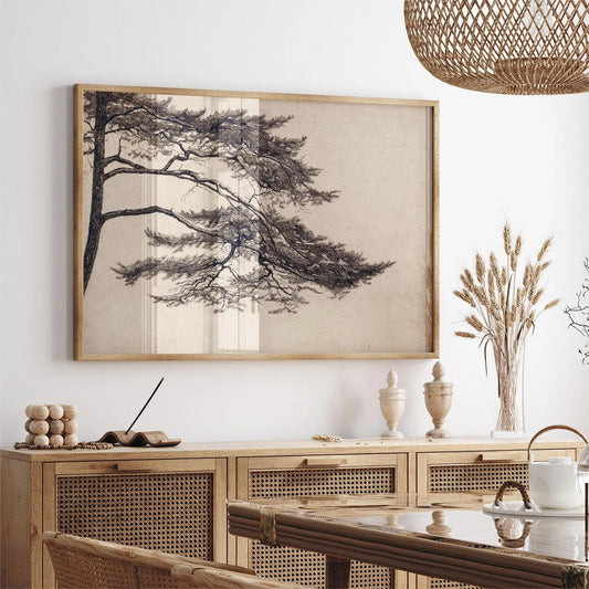 Pine Trees Rustic Landscape Print