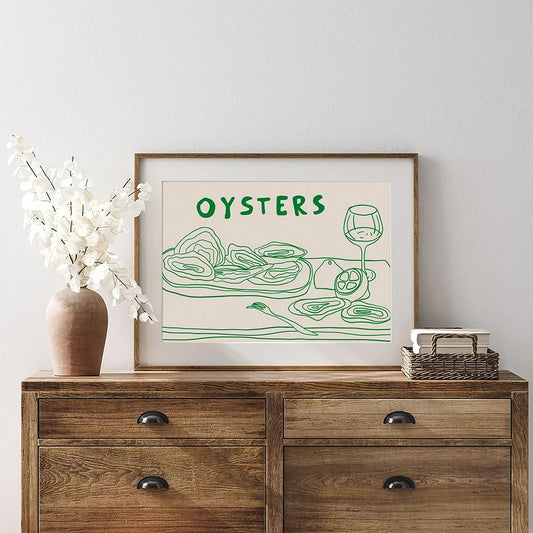 Green Oysters Minimal Painting